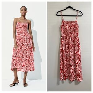 NEW H&M Red and White Patterned Dress Size Medium
